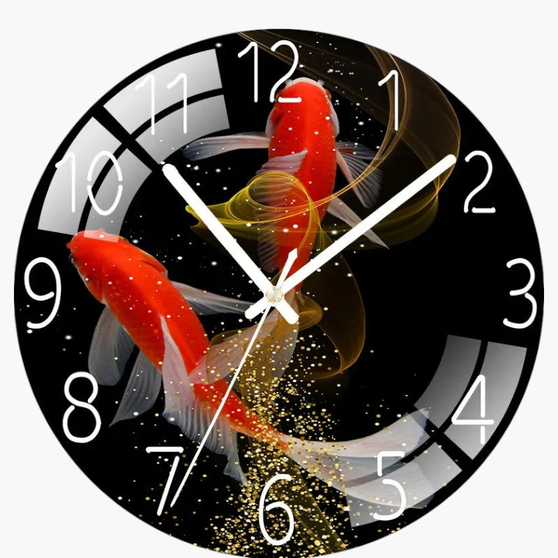 Horloge murale verre zen carpes 30 cm