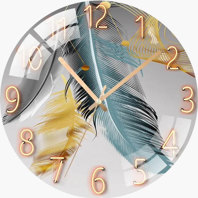 Horloge murale cadran flottant plume 30 cm