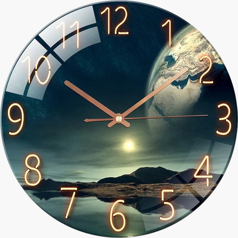 Horloge murale verre lunaire cuivré 30 cm