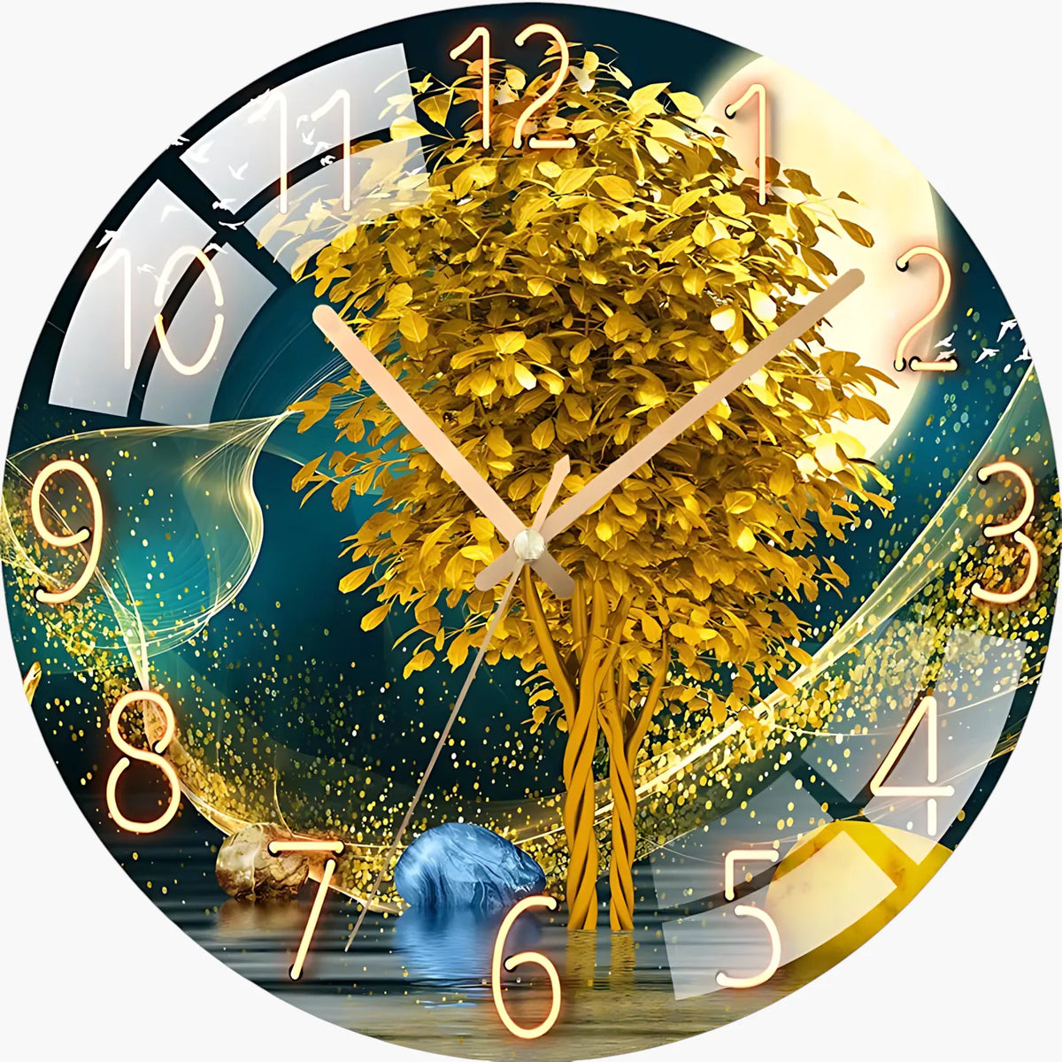 Horloge murale verre nocturne cuivre 30 cm