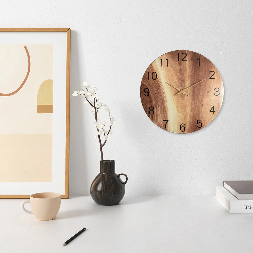 Horloge murale verre bois naturel