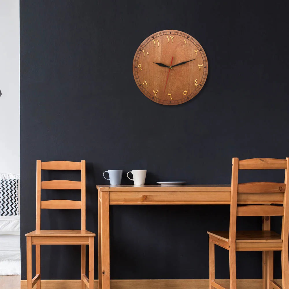 Horloge murale bois chiffres orientaux