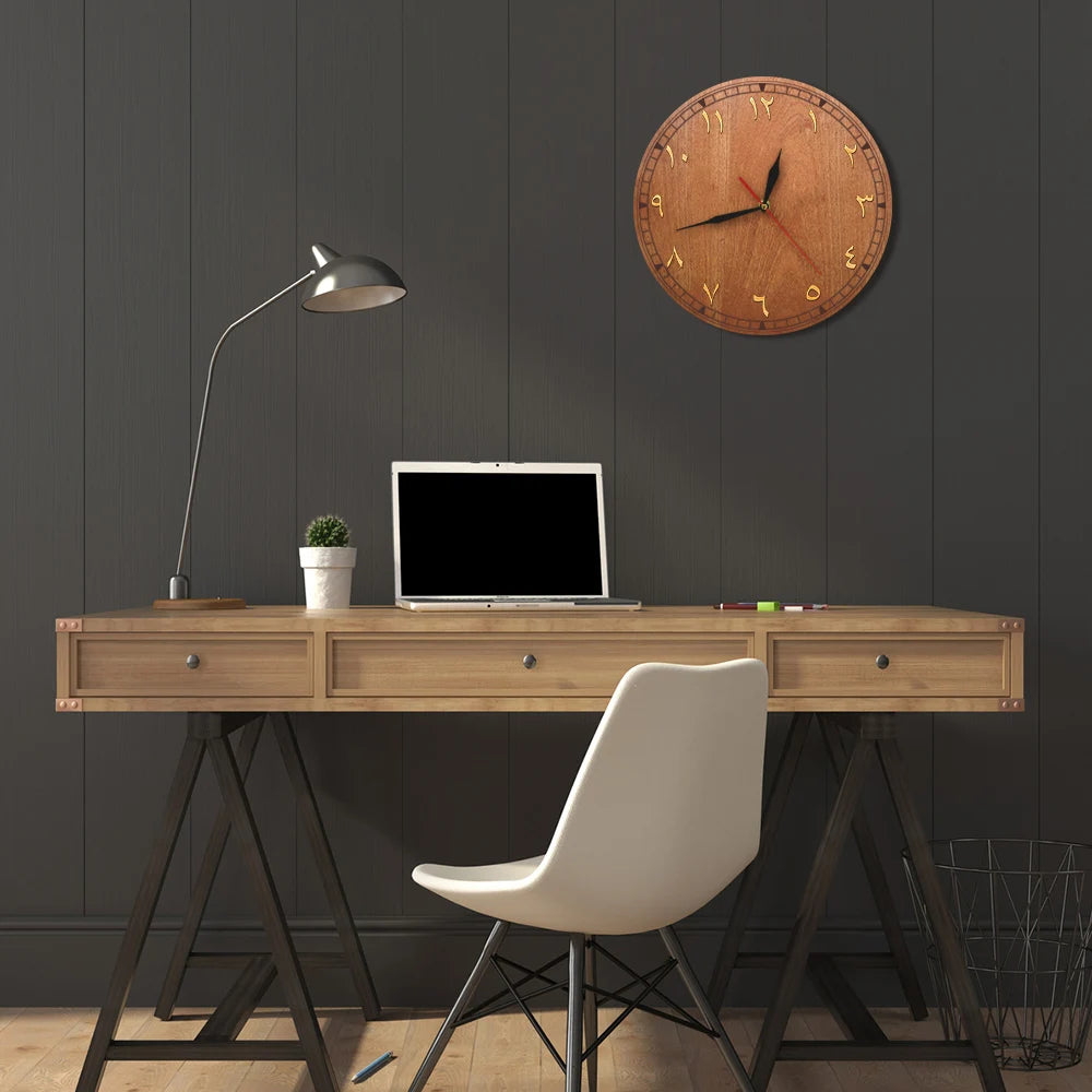 Horloge murale bois chiffres orientaux