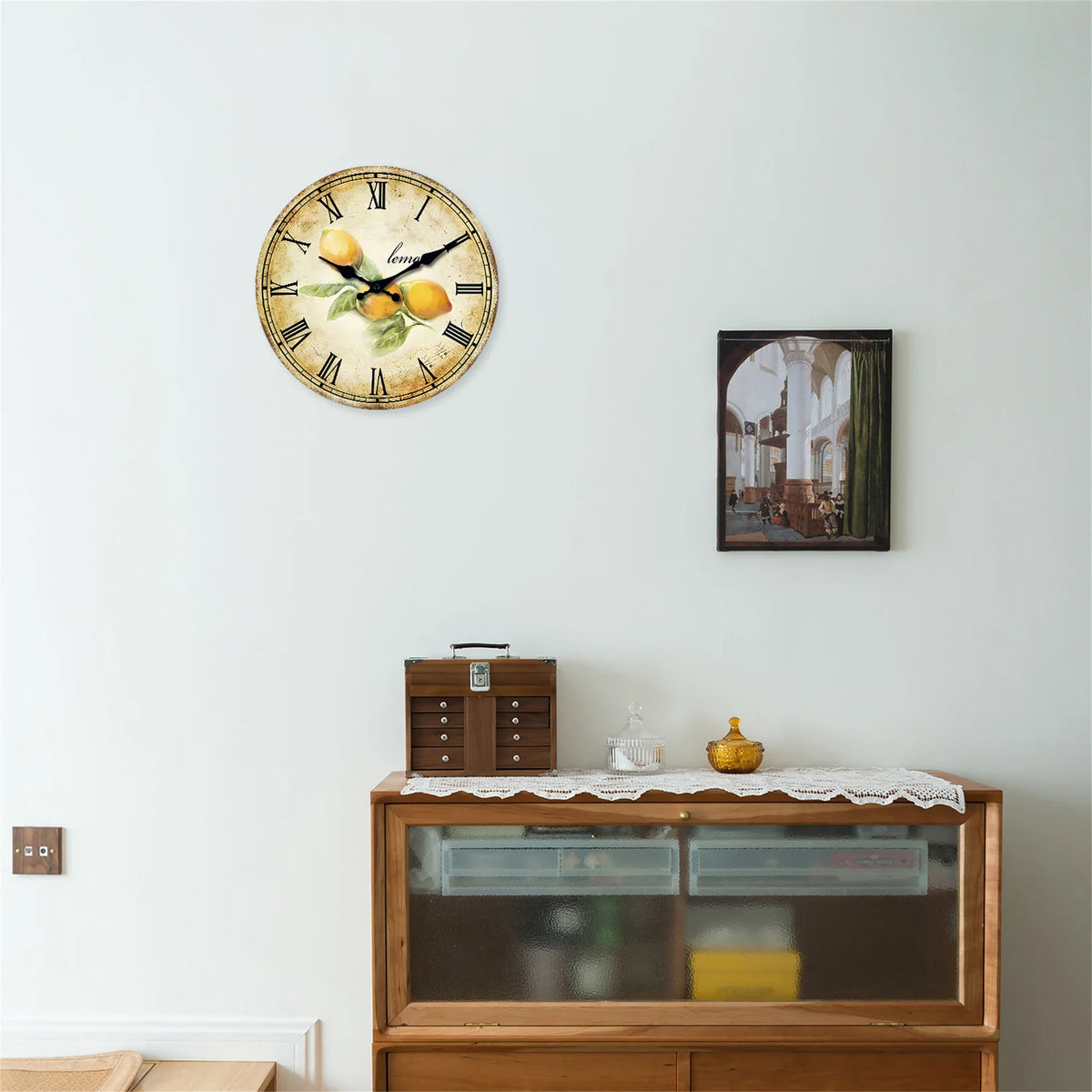 Horloge murale citron provençal craquelé