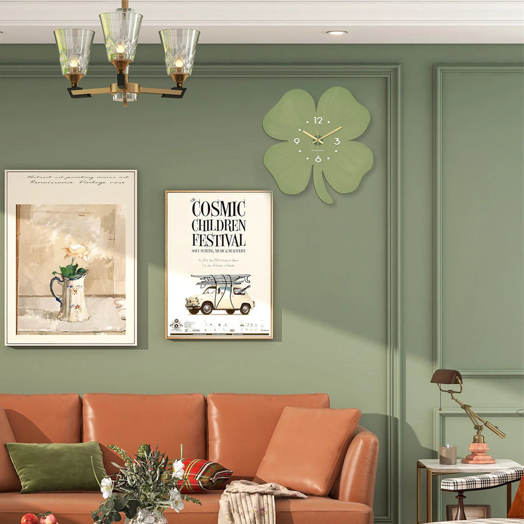 Horloge murale trèfle