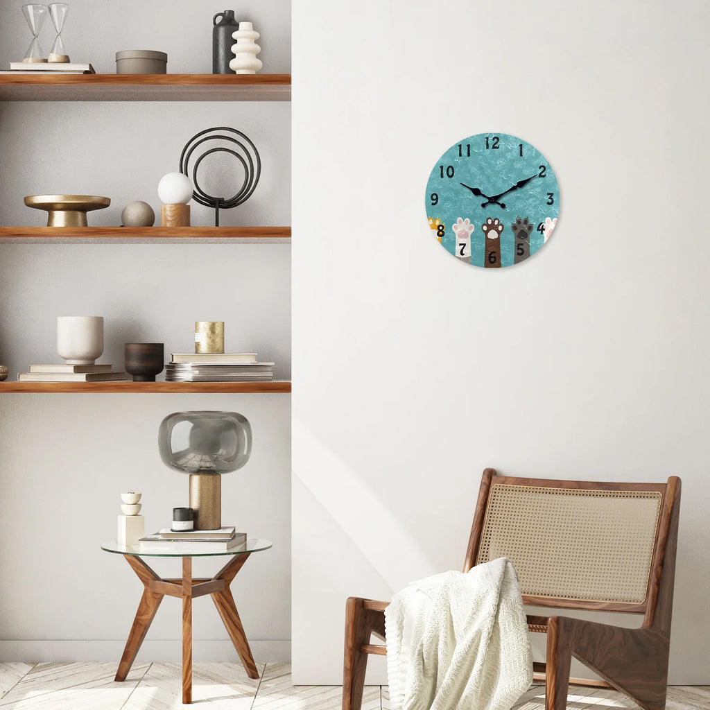 Horloge murale pattes teal mdf