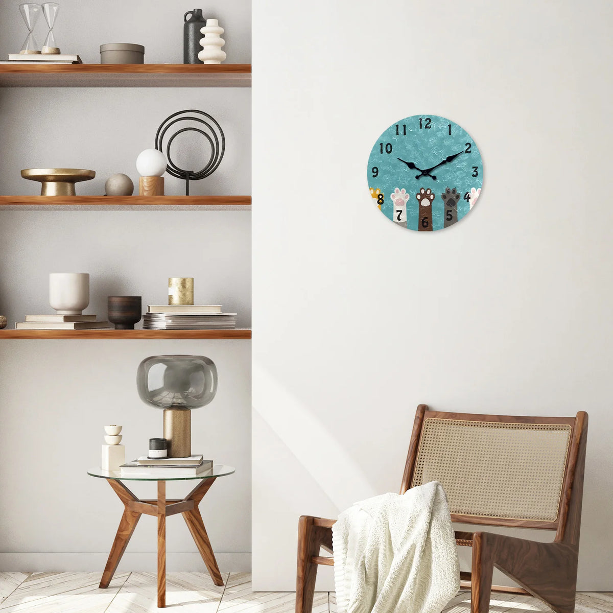 Horloge murale pattes teal mdf