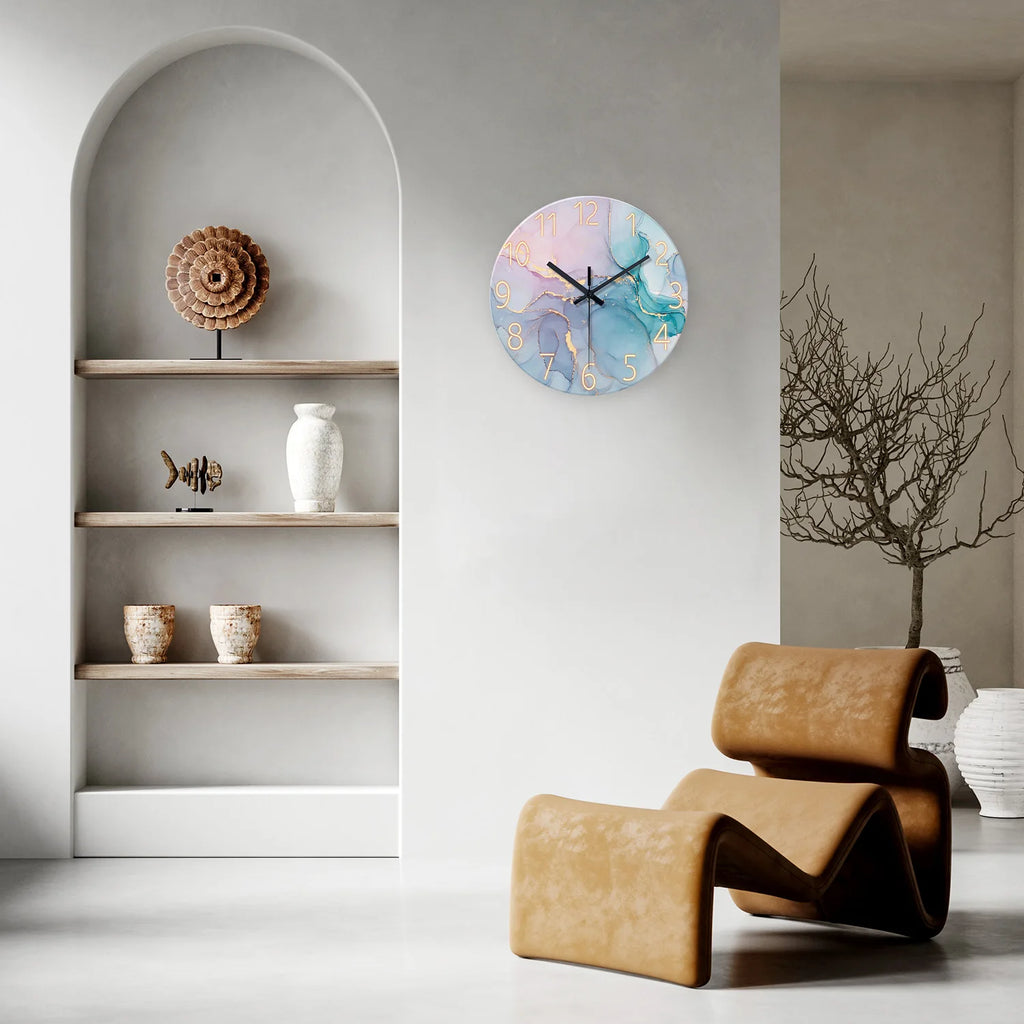 Horloge murale fluid art verre