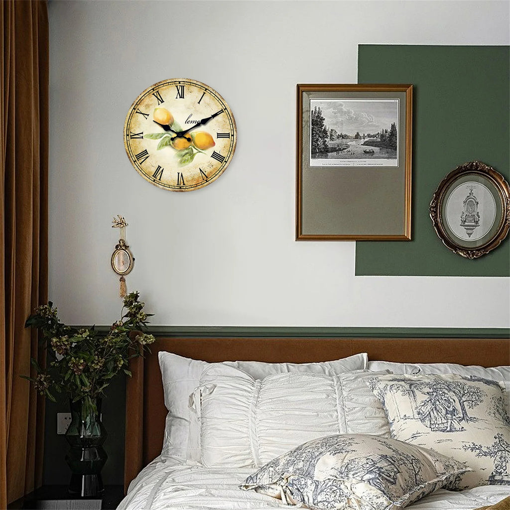 Horloge murale citron provençal craquelé