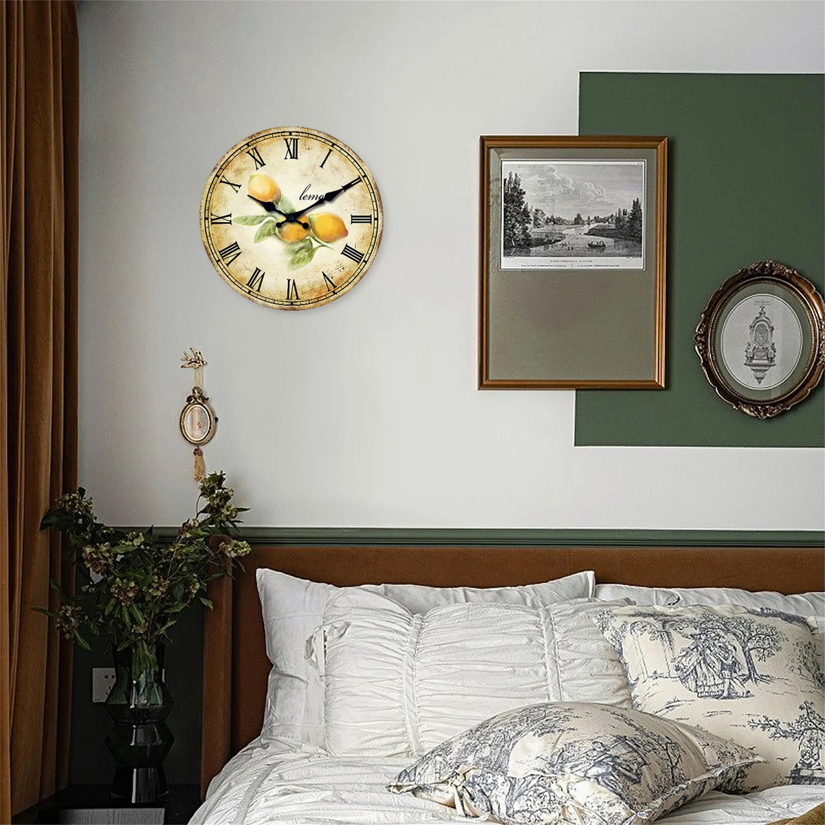 Horloge murale citron provençal craquelé