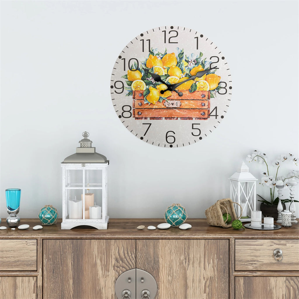 Horloge murale citron champêtre mdf