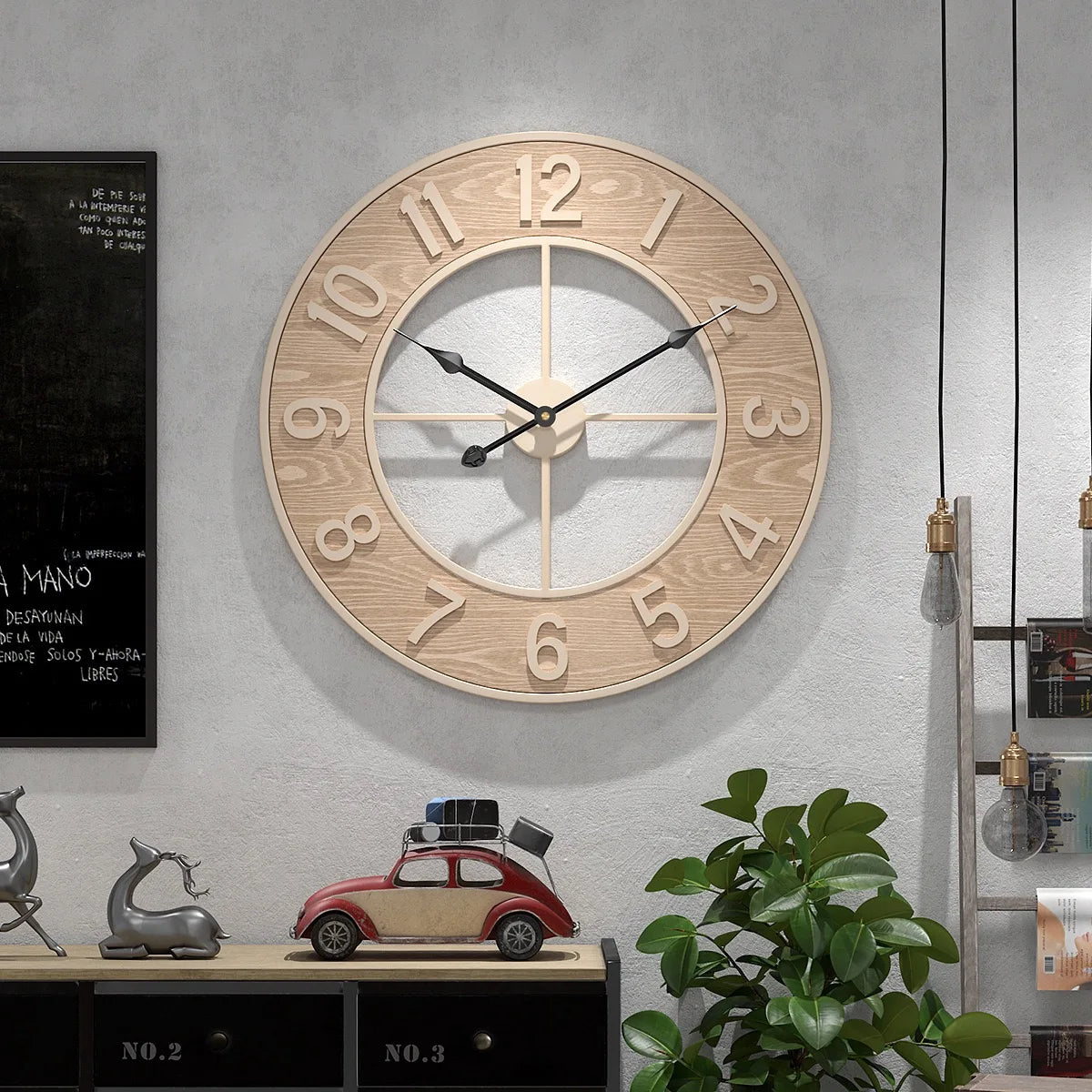 Horloge murale bois 60 cm