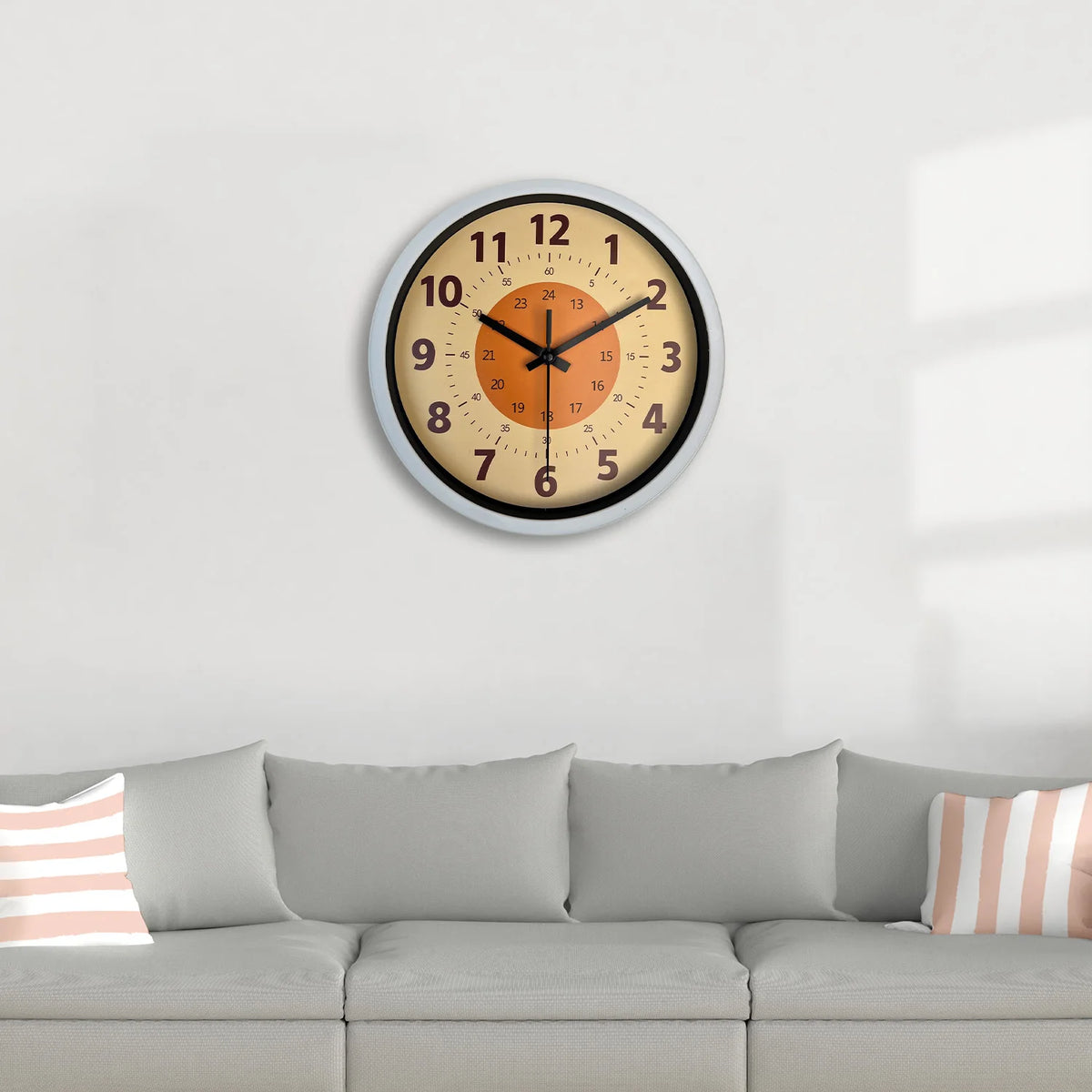 Horloge murale éducative orange moderne