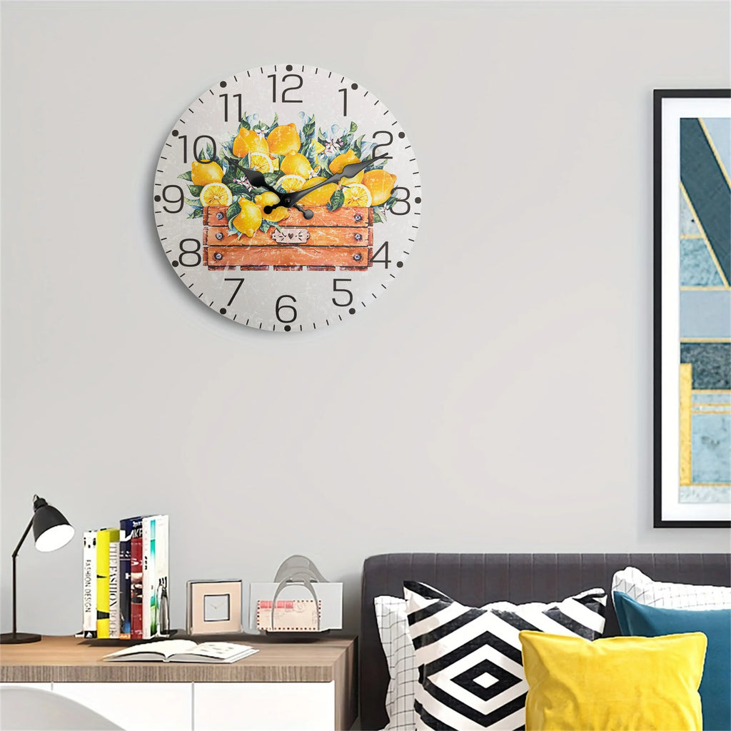 Horloge murale citron champêtre mdf