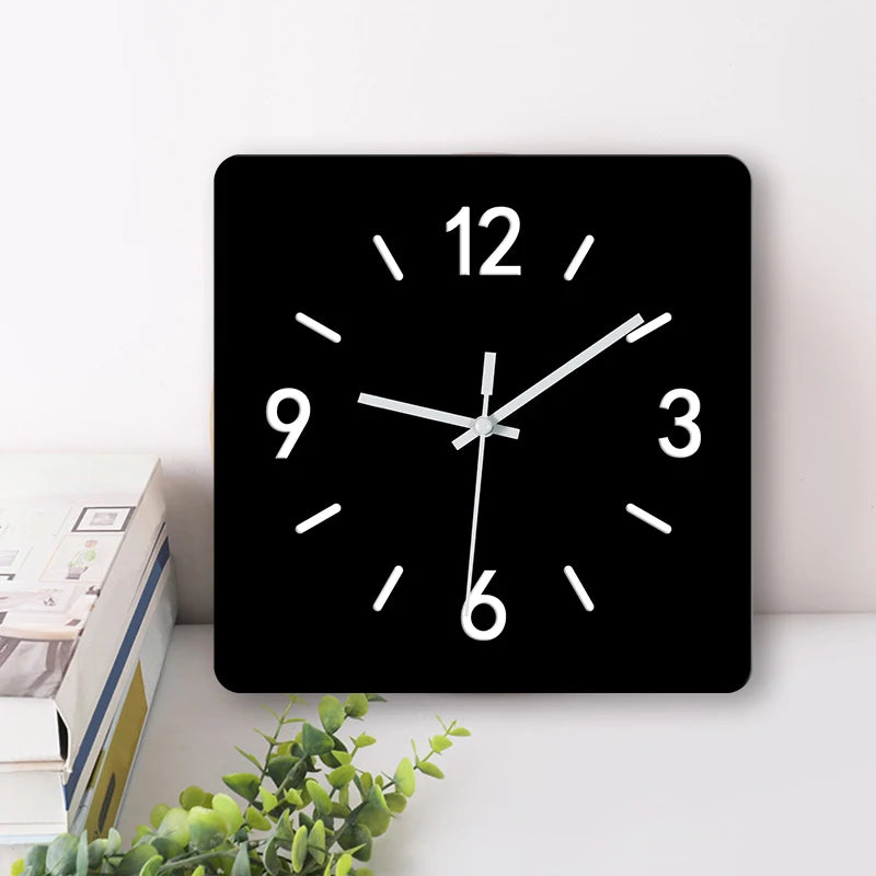 Horloge murale carrée acrylique silencieuse