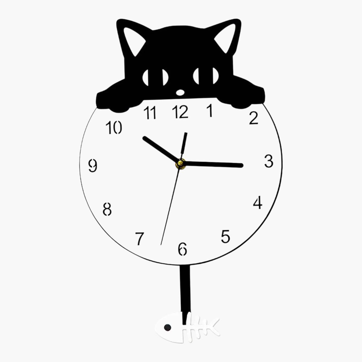 Horloge murale pendule chat Blanc & Noir 40 x 25 cm