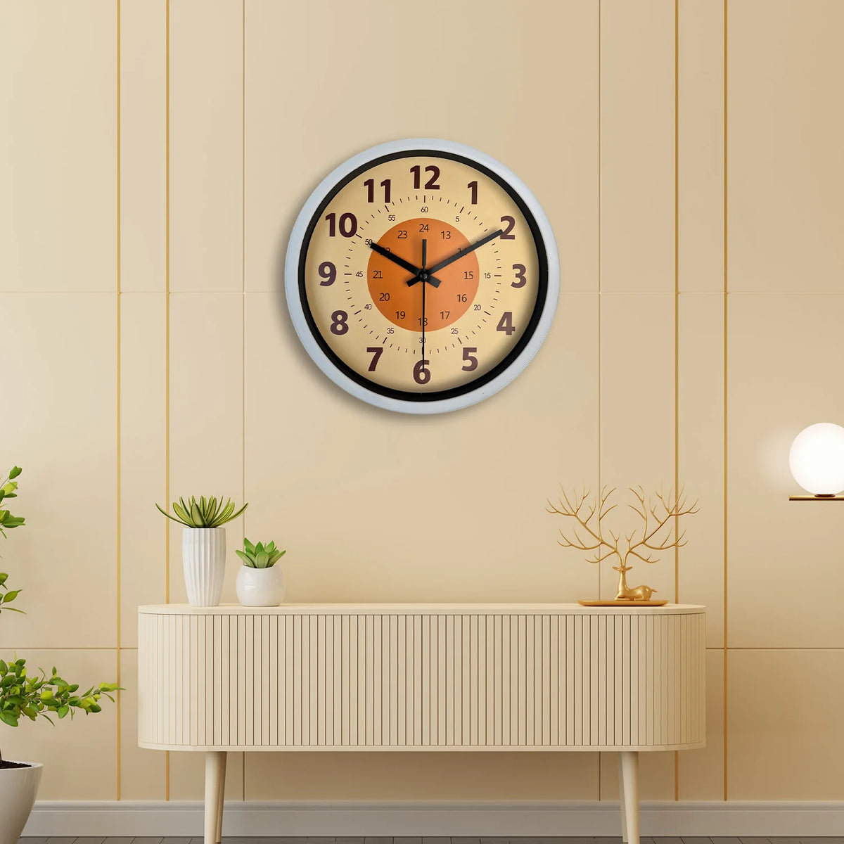Horloge murale éducative orange moderne