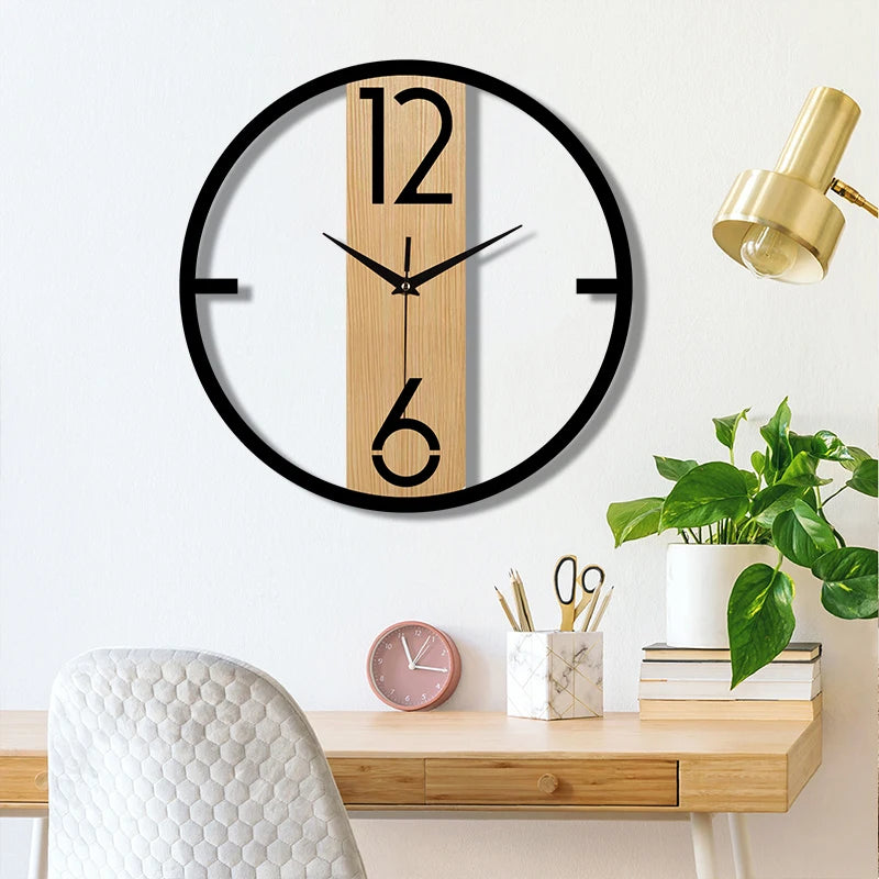 Horloge murale bois et noir