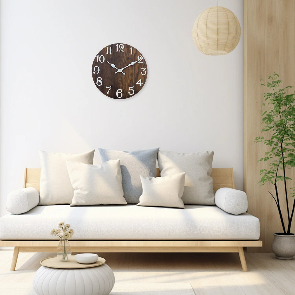 Horloge murale bois foncé rustique