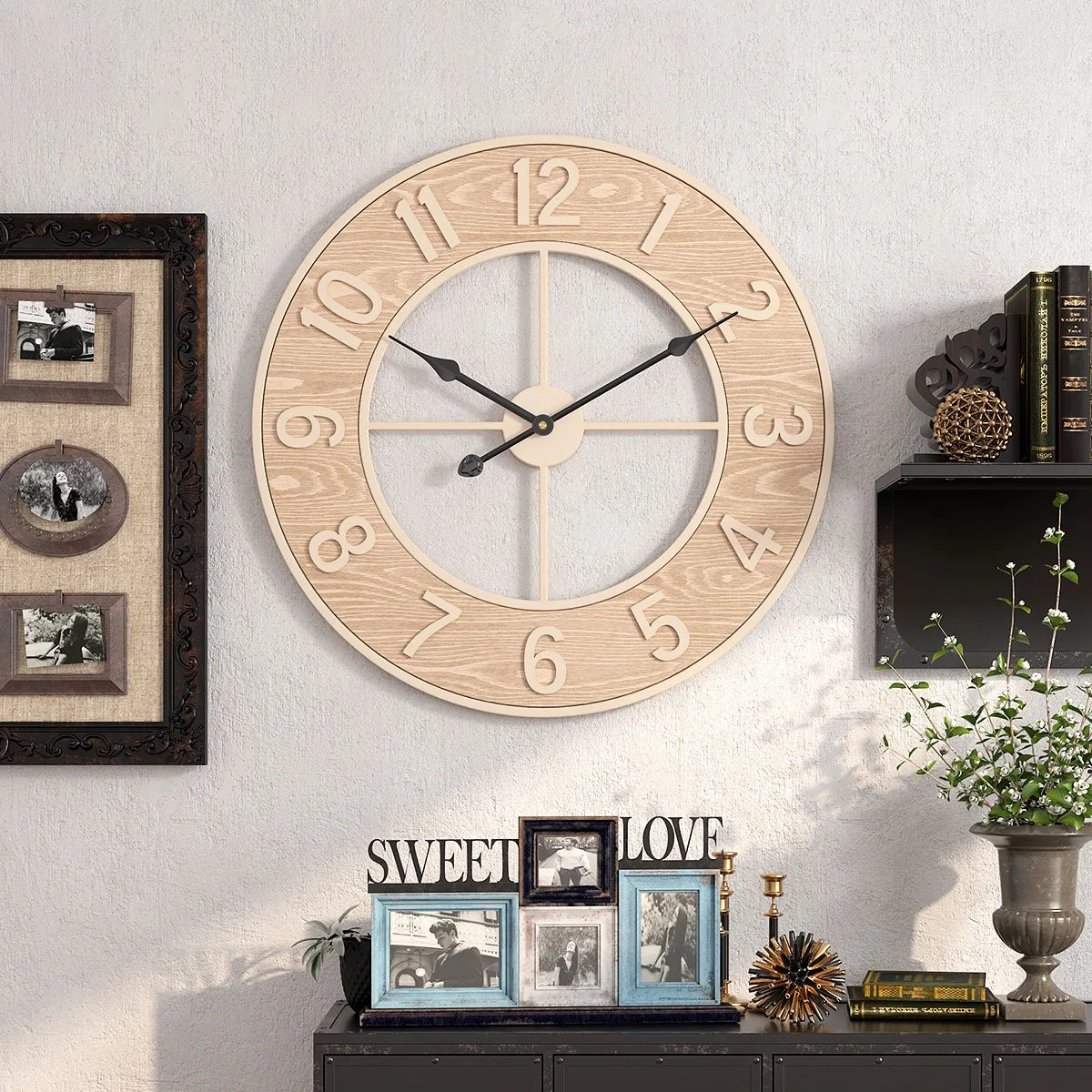 Horloge murale bois 60 cm