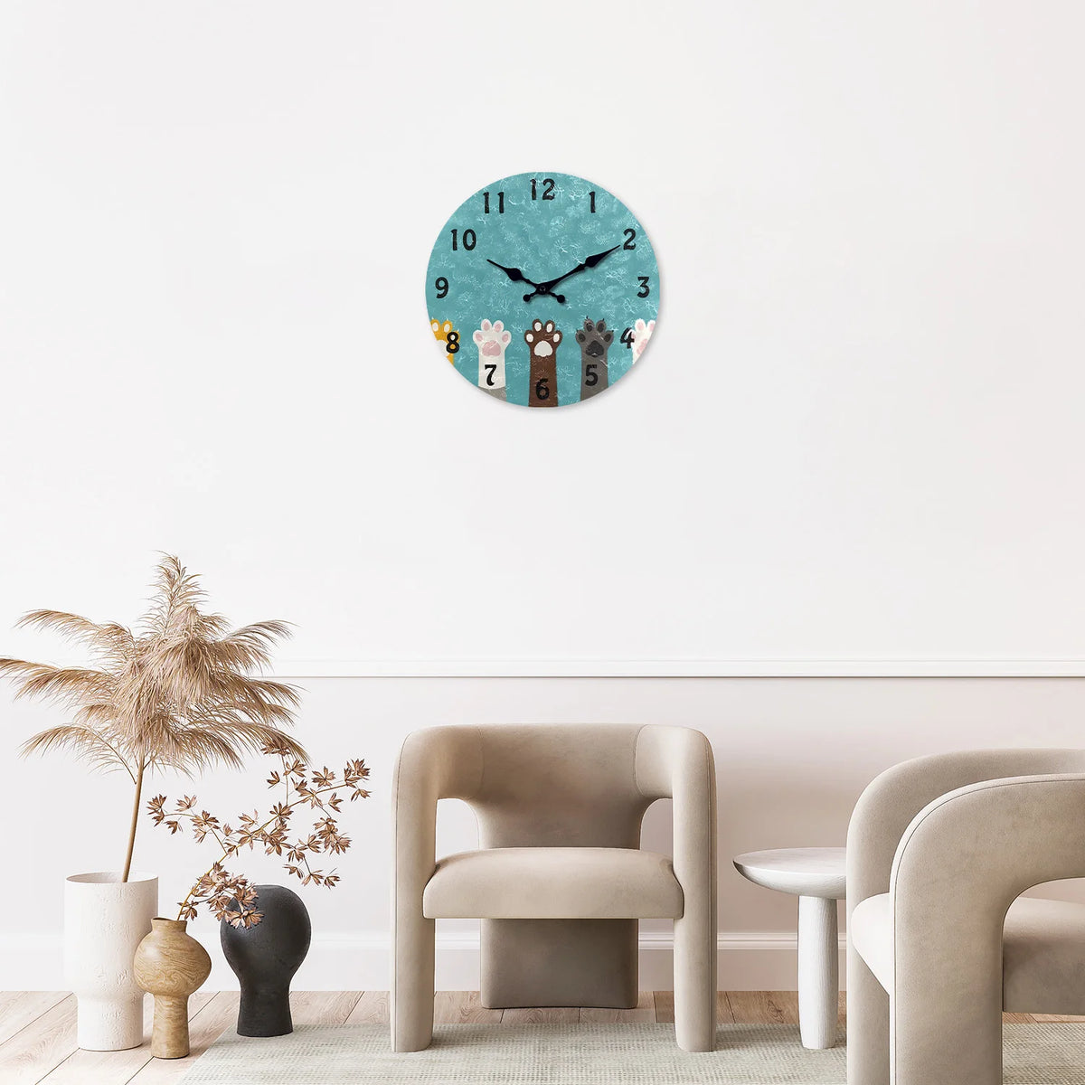 Horloge murale pattes teal mdf