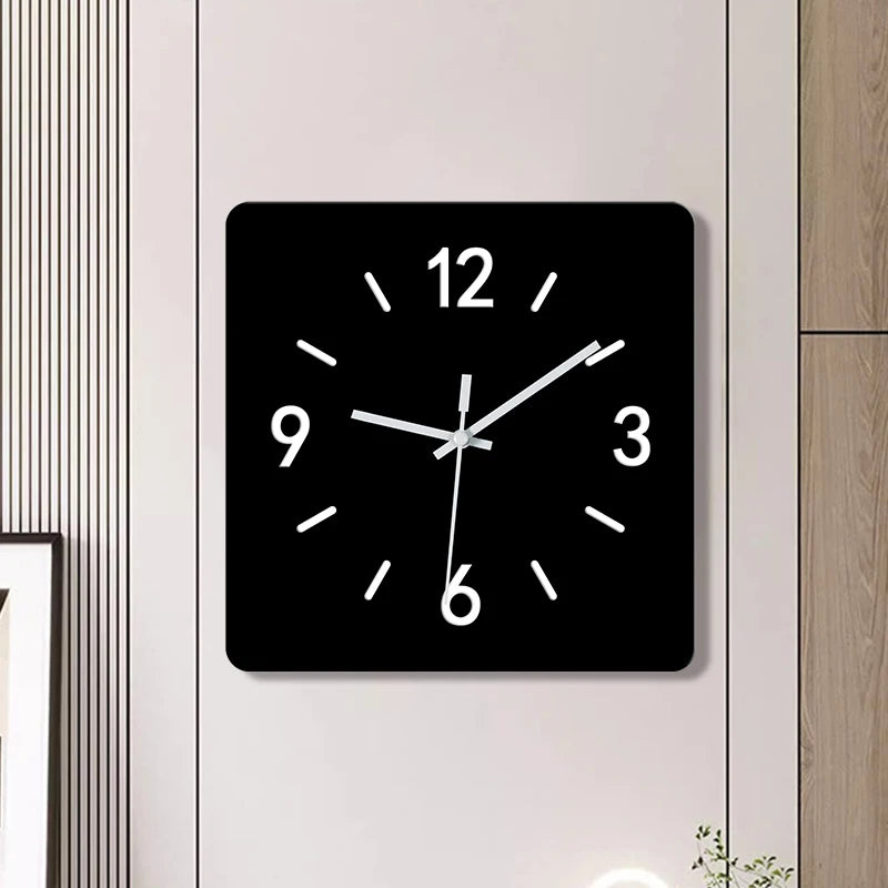 Horloge murale carrée acrylique silencieuse
