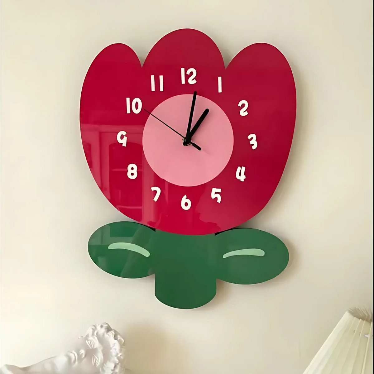 Horloge murale fleur acrylique silencieuse