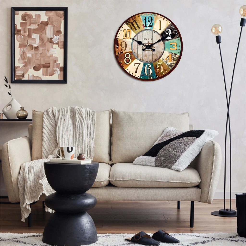 Horloge murale patchwork paris mdf