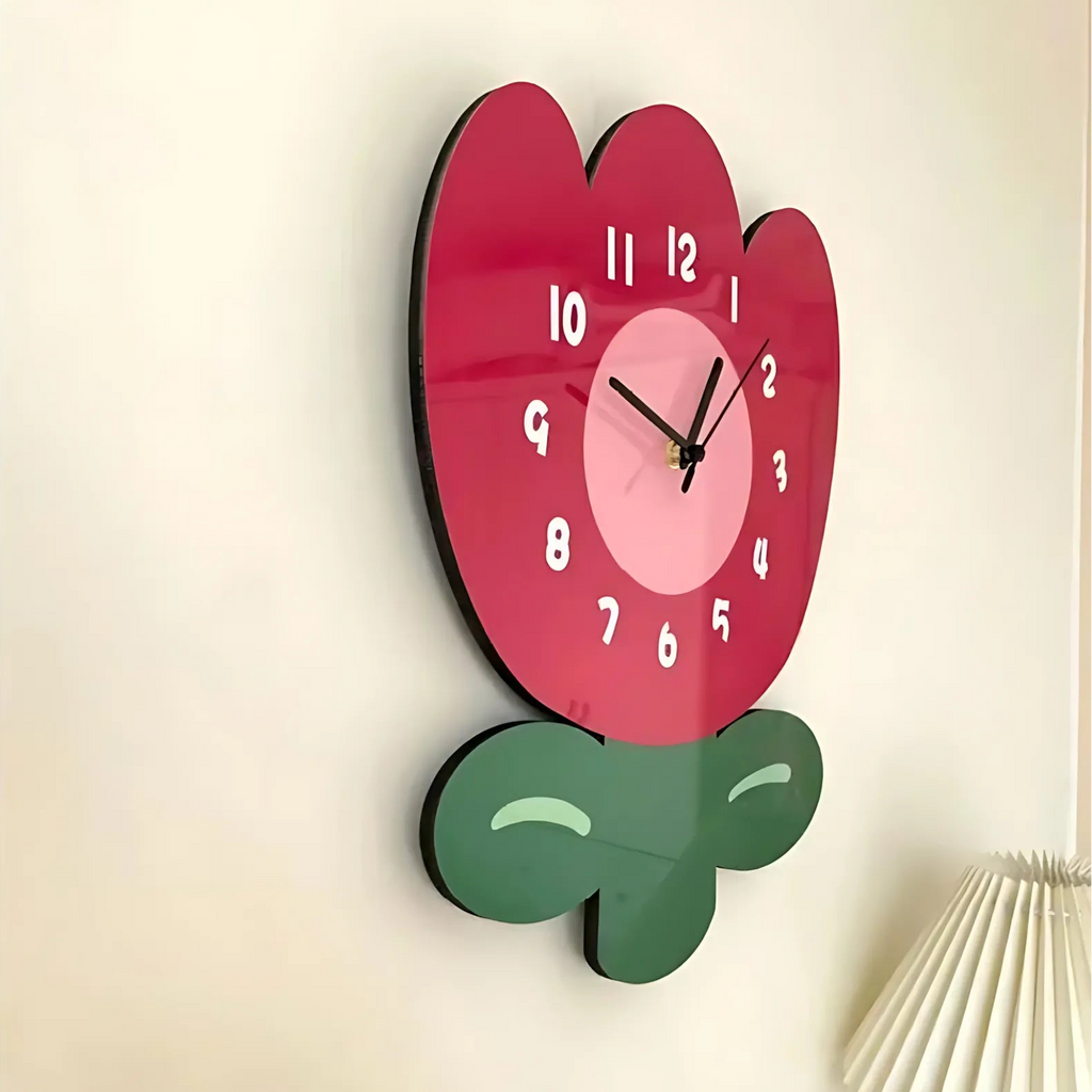 Horloge murale fleur acrylique silencieuse
