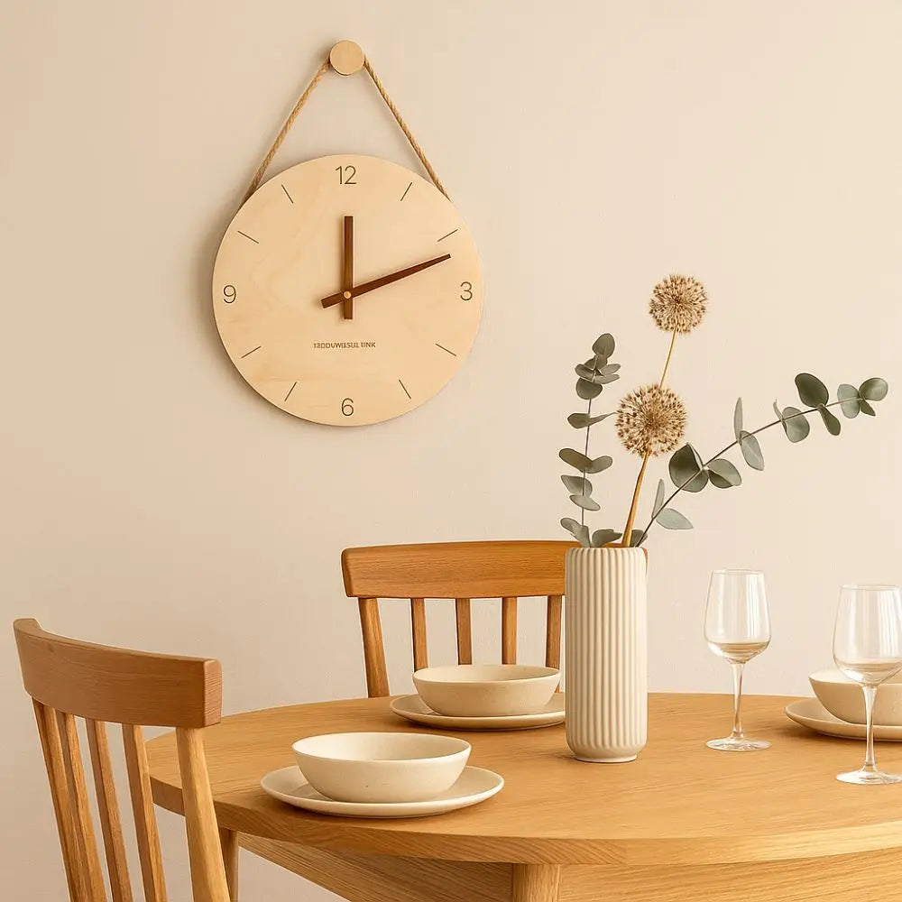 Horloge murale corde bois scandinave