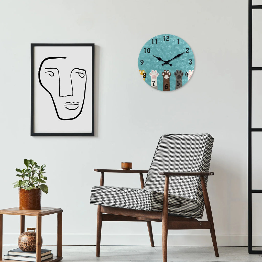 Horloge murale pattes teal mdf