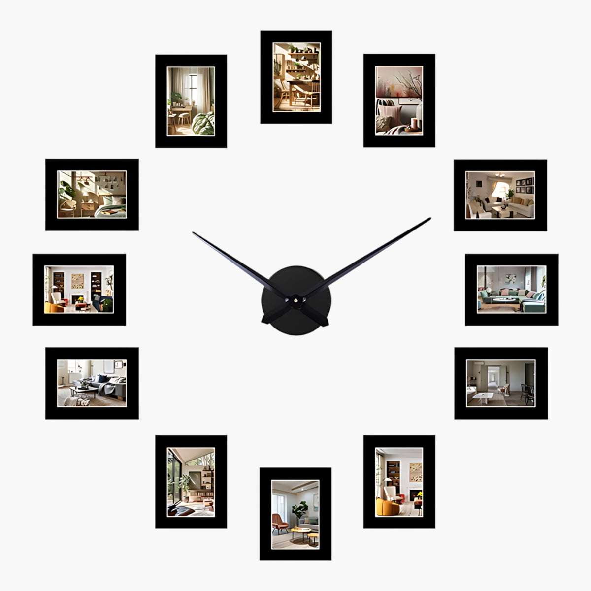 Horloge murale avec cadre photo Noir 120 cm