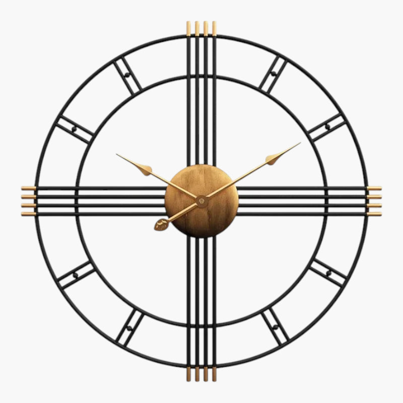 Horloge murale fer forgé noir Noir & Or