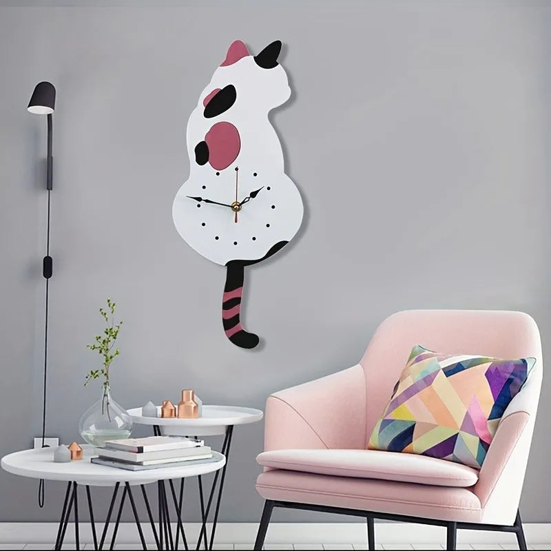 Horloge murale chat acrylique oscillant