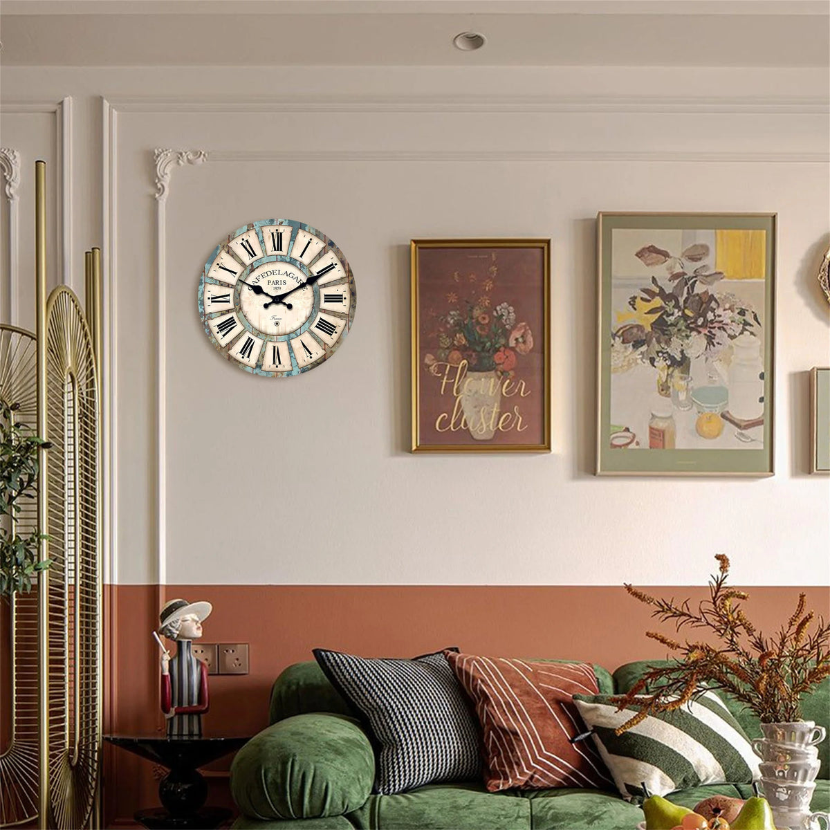 Grande horloge murale bleu