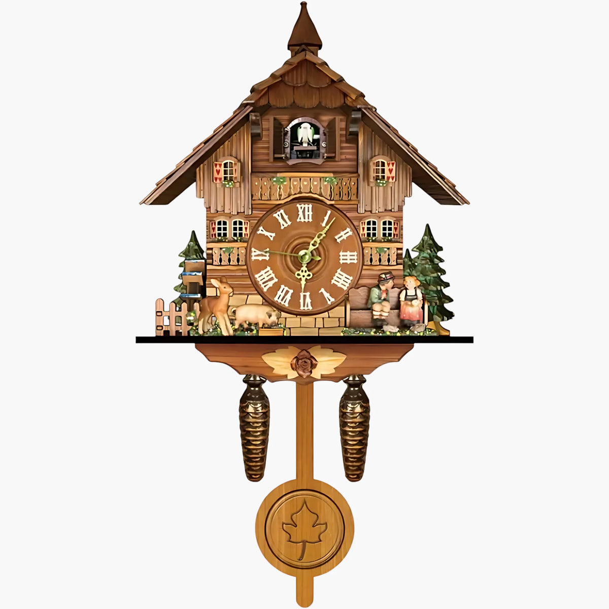 Horloge murale chalet coucou bois 45 x 25 cm