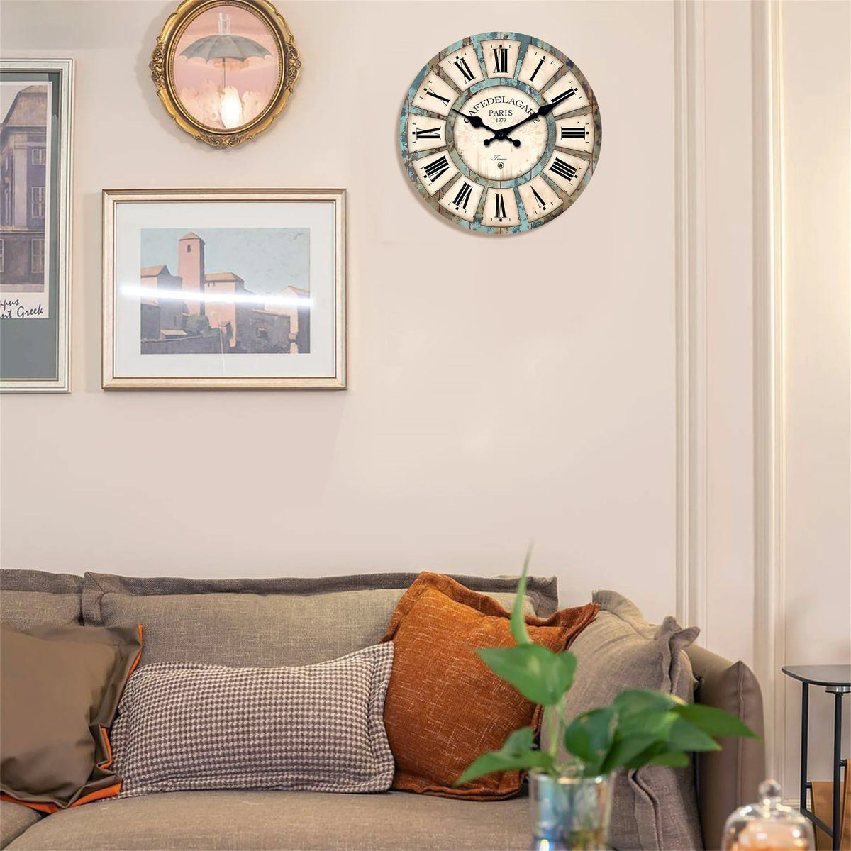 Grande horloge murale bleu