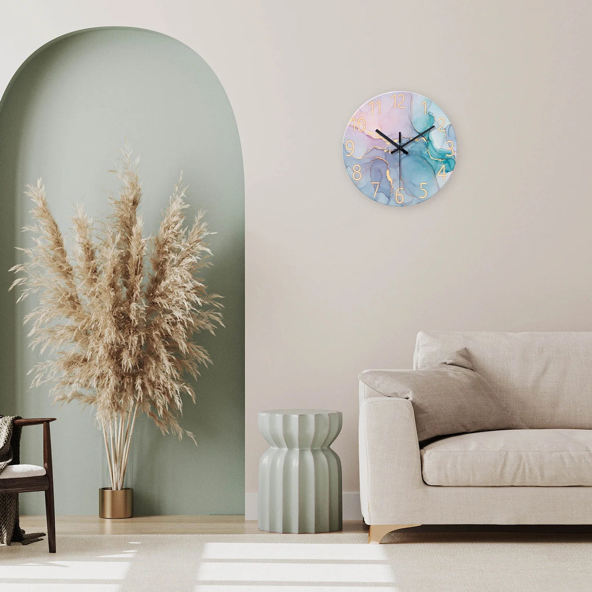 Horloge murale fluid art verre