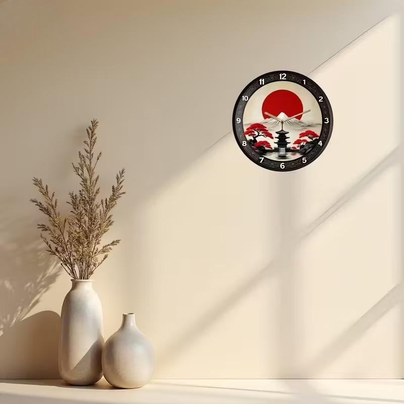 Horloge murale ukiyo-e fuji contraste