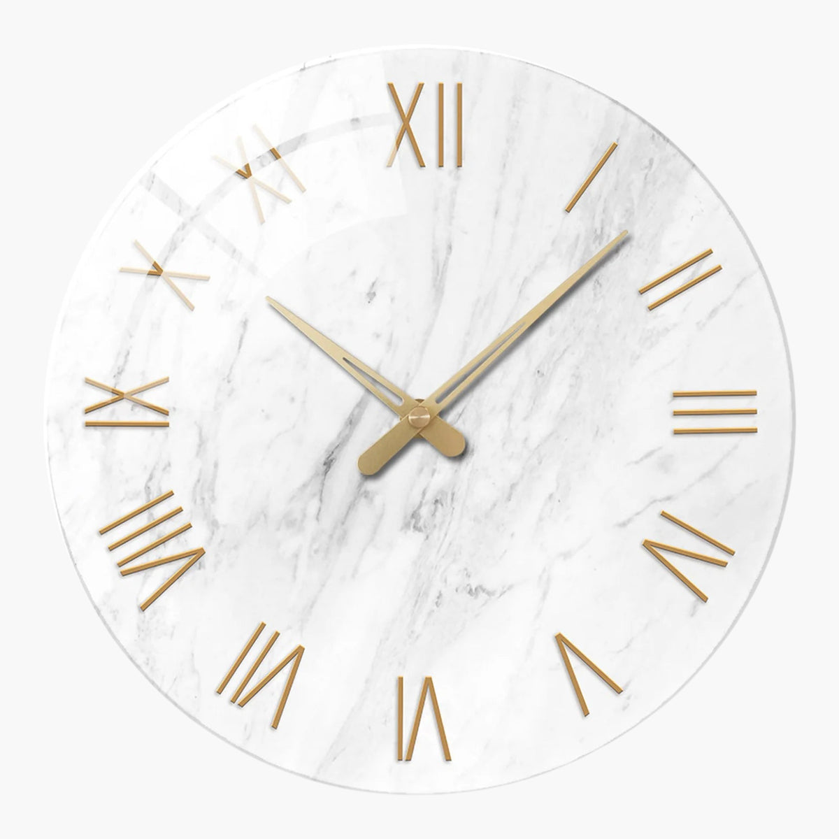 Cadran mural marbre blanc doré 40 cm