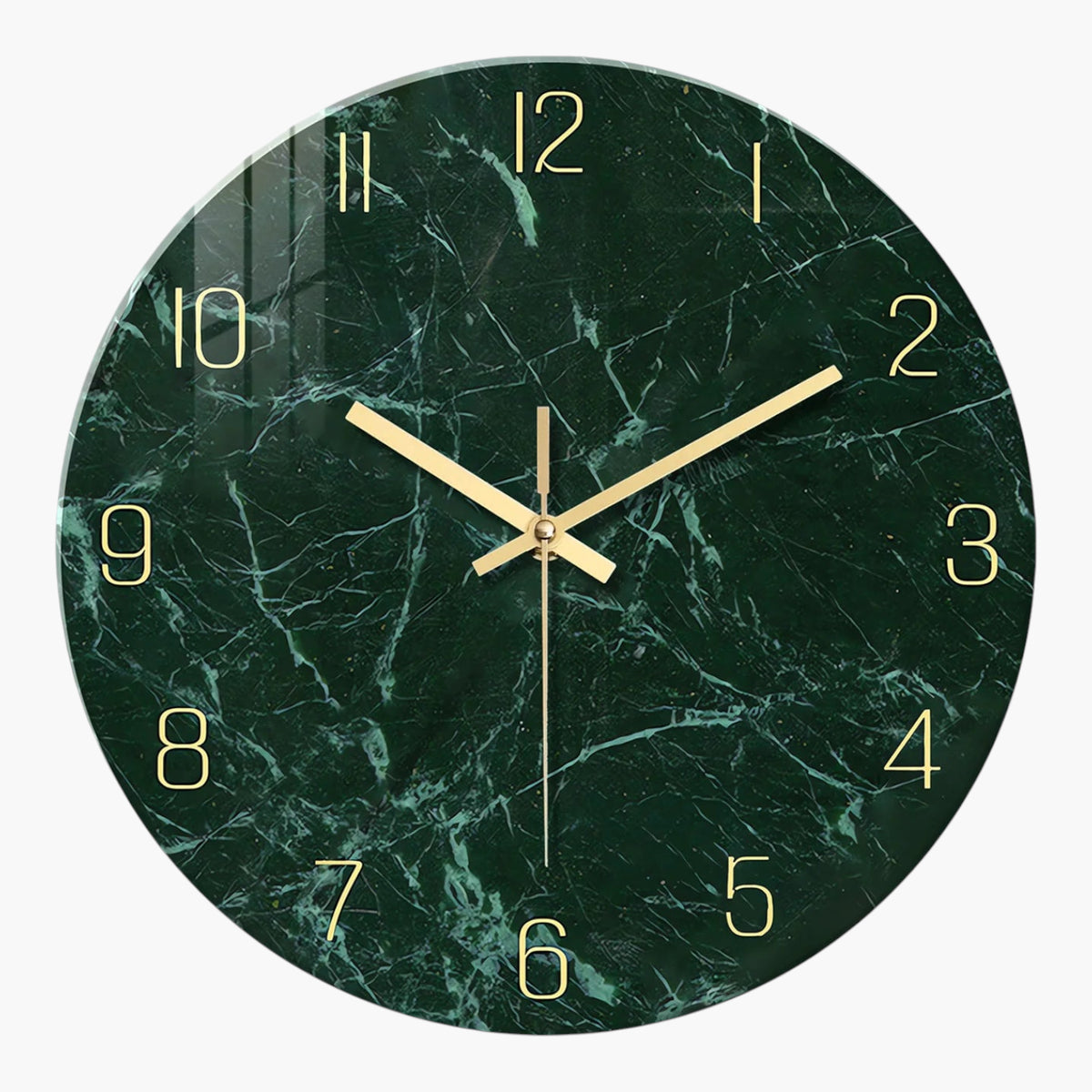 Cadran mural marbré émeraude verre trempé 40 cm