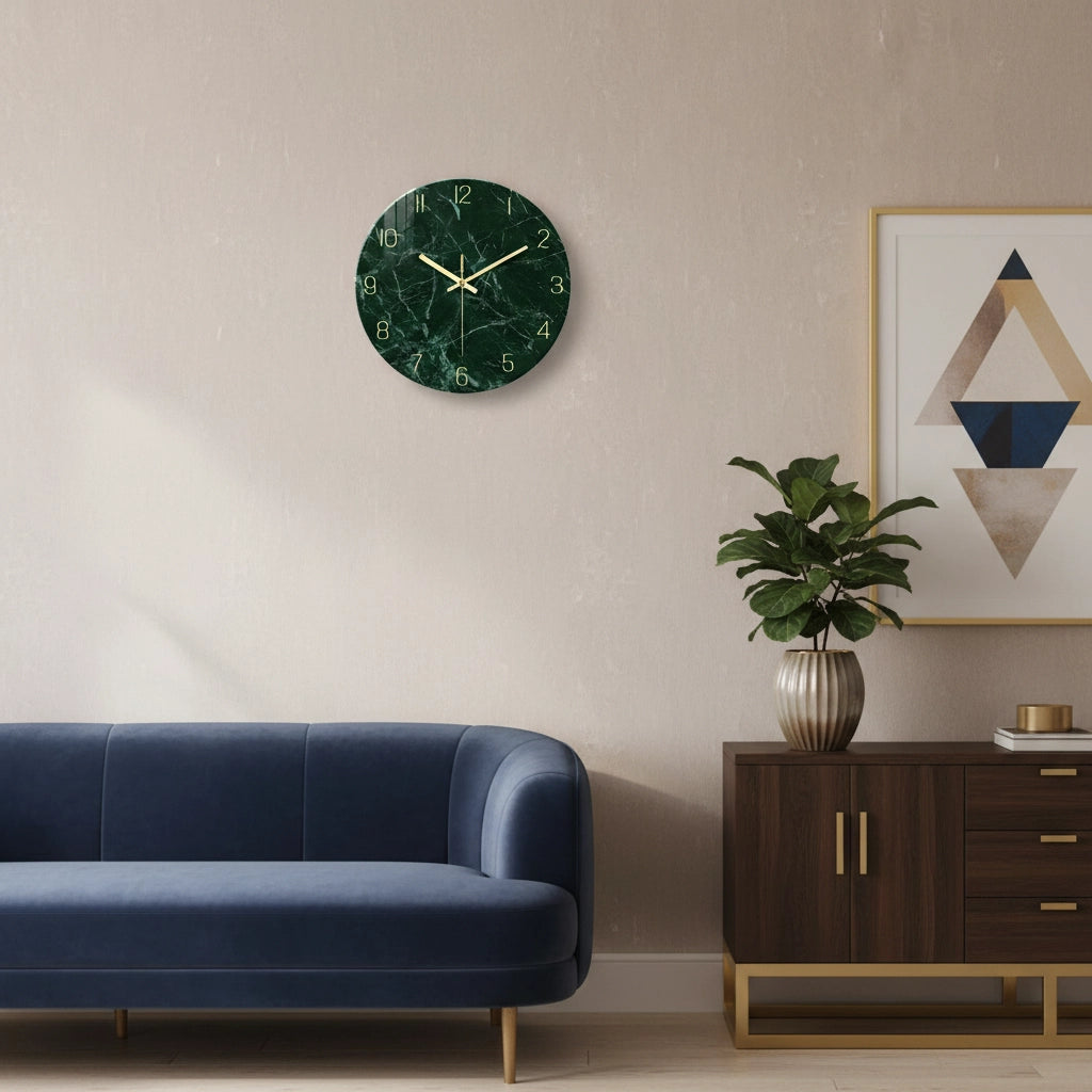 Cadran mural marbré émeraude verre trempé Image