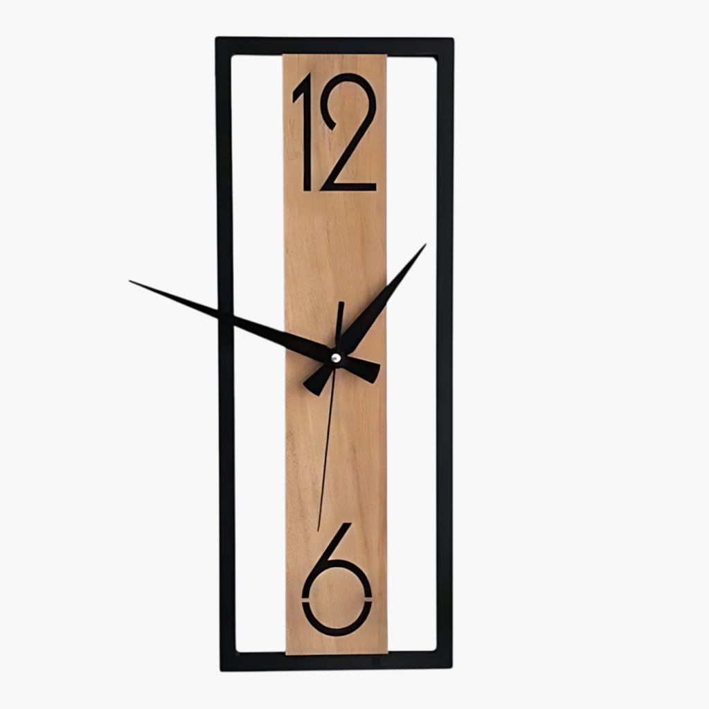 Horloge murale rectangulaire design Bois Clair 30 x 11 cm