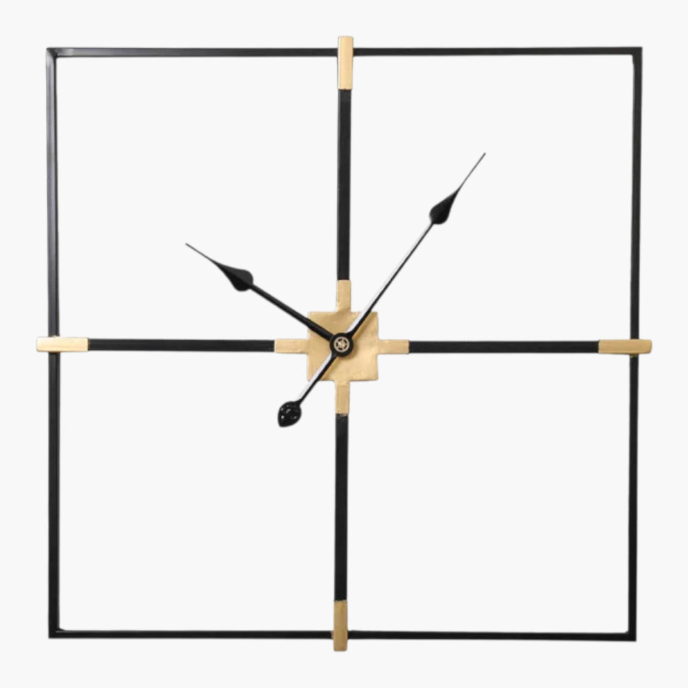 Grande horloge murale carrée Or 60 cm