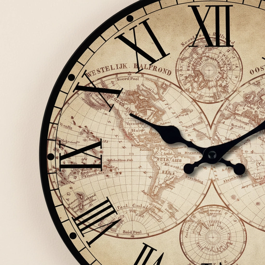 Grande horloge murale carte du monde