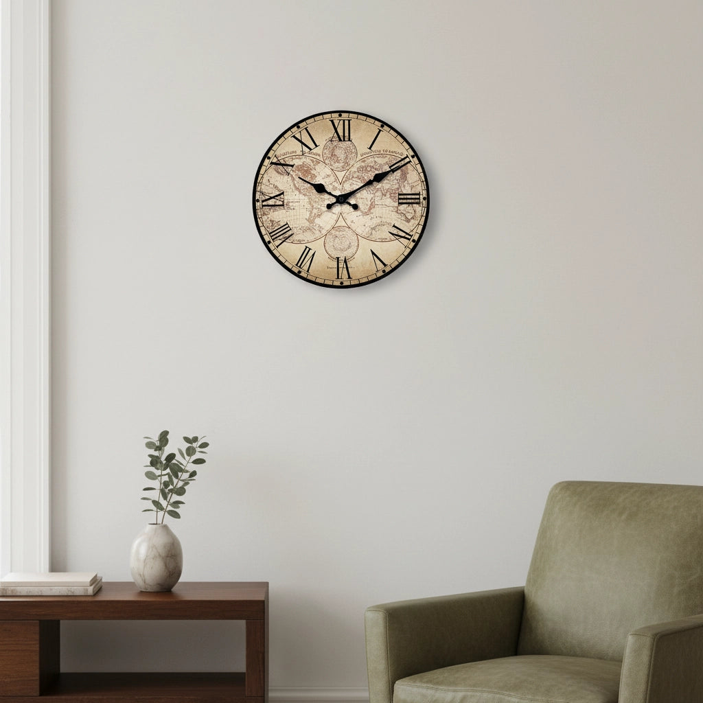 Grande horloge murale carte du monde Image