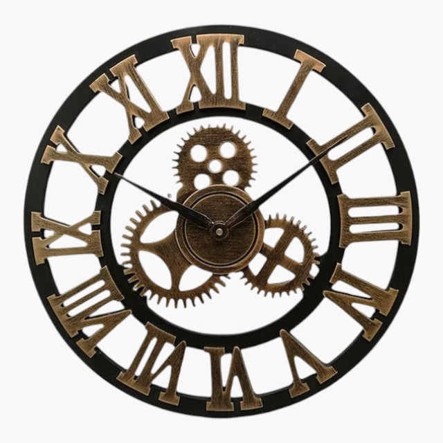 Grande horloge murale engrenage Or