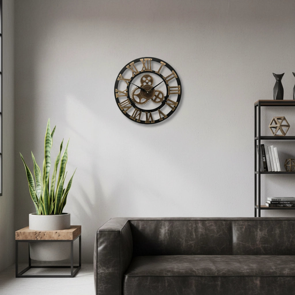 Grande horloge murale engrenage