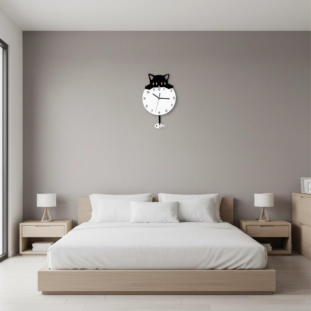 Horloge murale pendule chat
