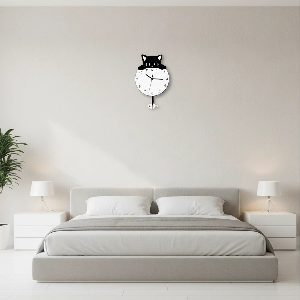 Horloge murale pendule chat